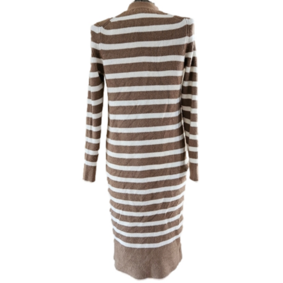 Ann Taylor Brown/White Striped Long Cardigan-Size Small - Picture 4 of 6